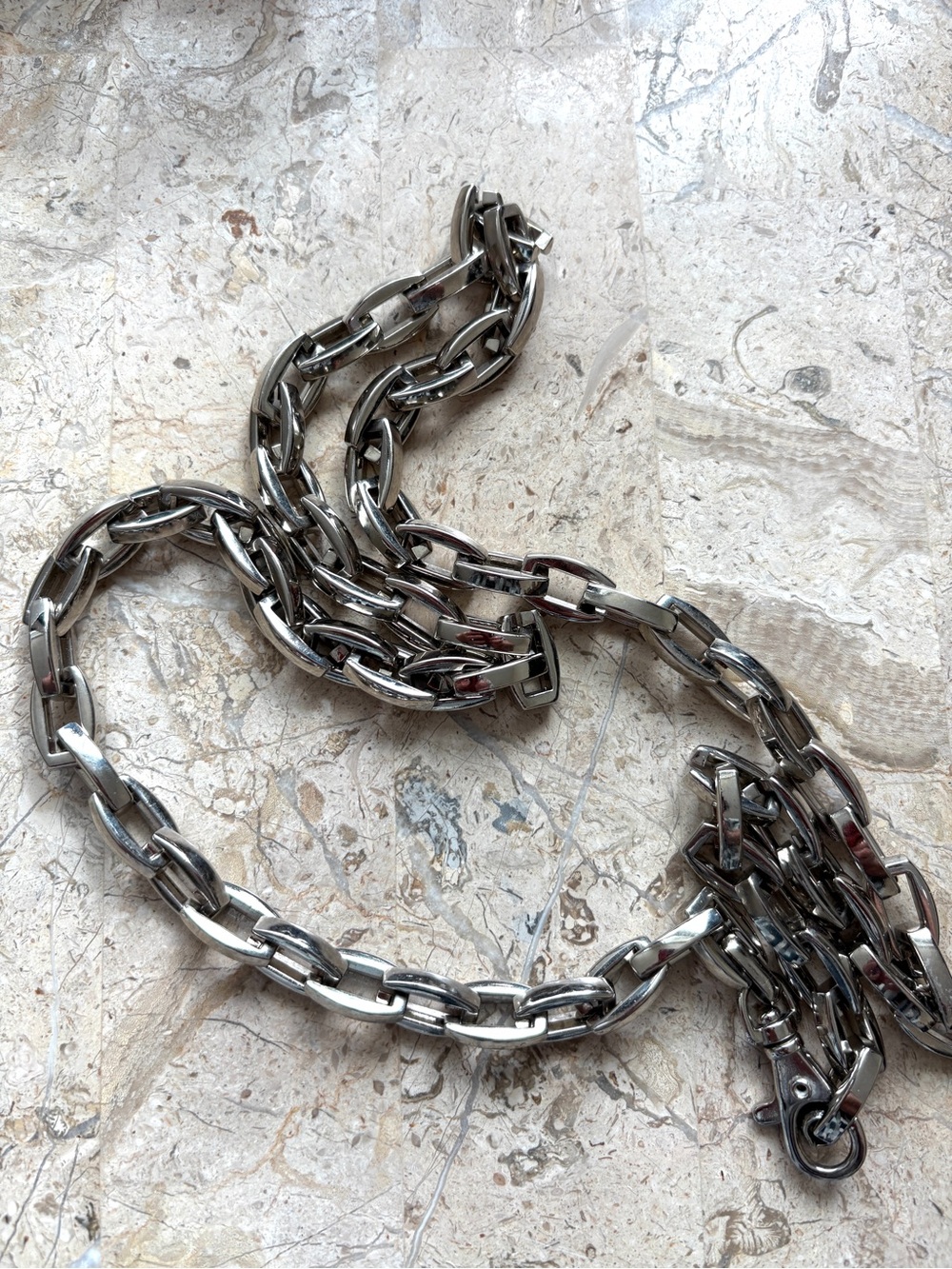 Silver Tone Chunky Chain Belt 36” Y2K Statement Fashion Belt